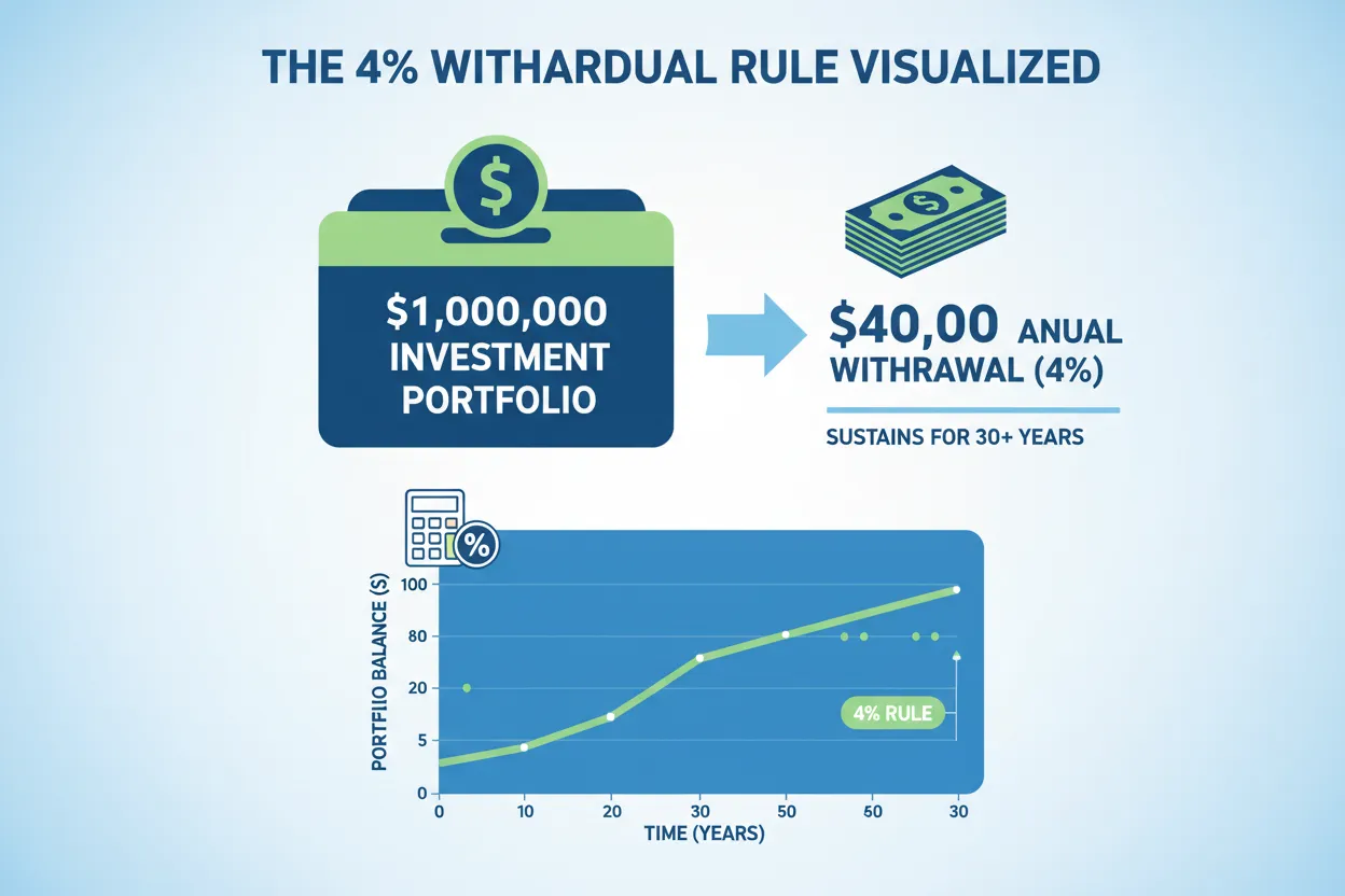 Visual explanation of the 4% rule showing portfolio sustainability over 30 years
